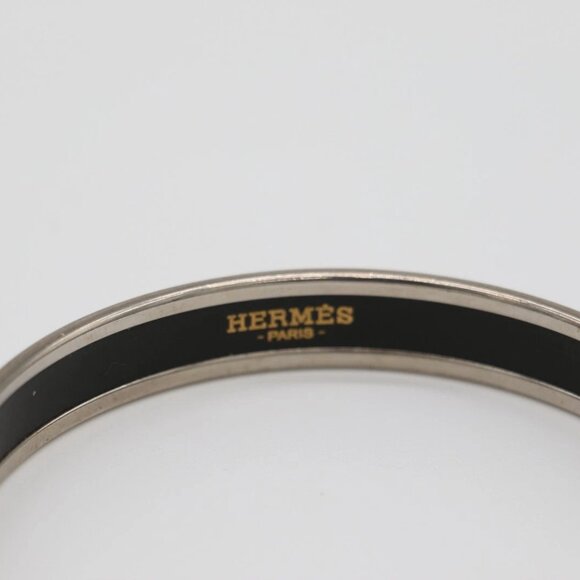 Hermes Emaille PM Bangle White Silver Trim Bracelet 9" Wrist - Picture 10 of 10